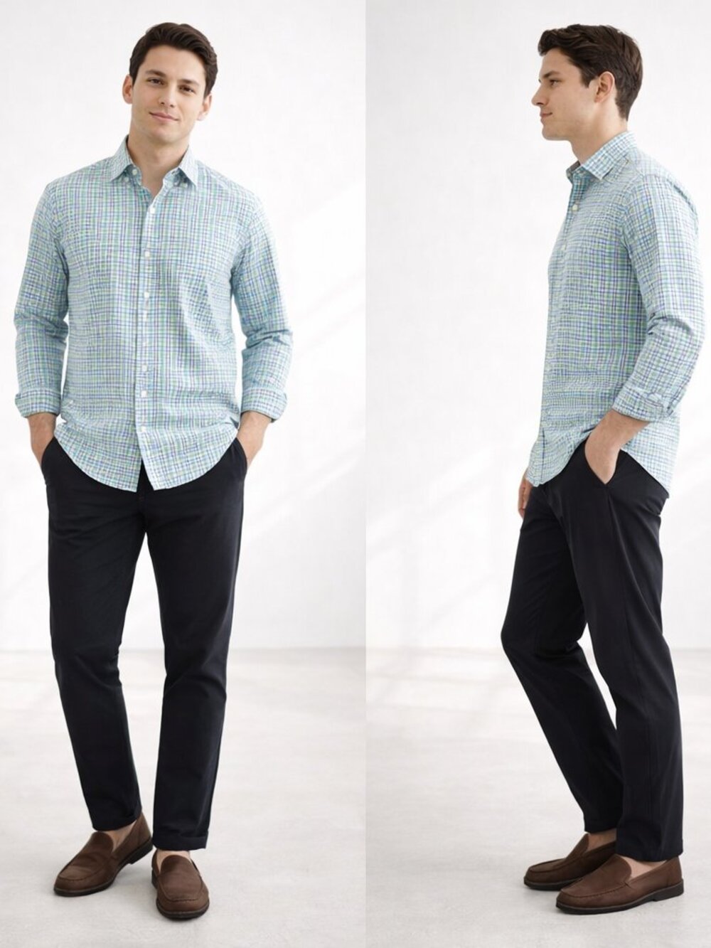 Mizzen + Main Men's Trim Fit Leeward Dress Shirt Plaid Size XL
